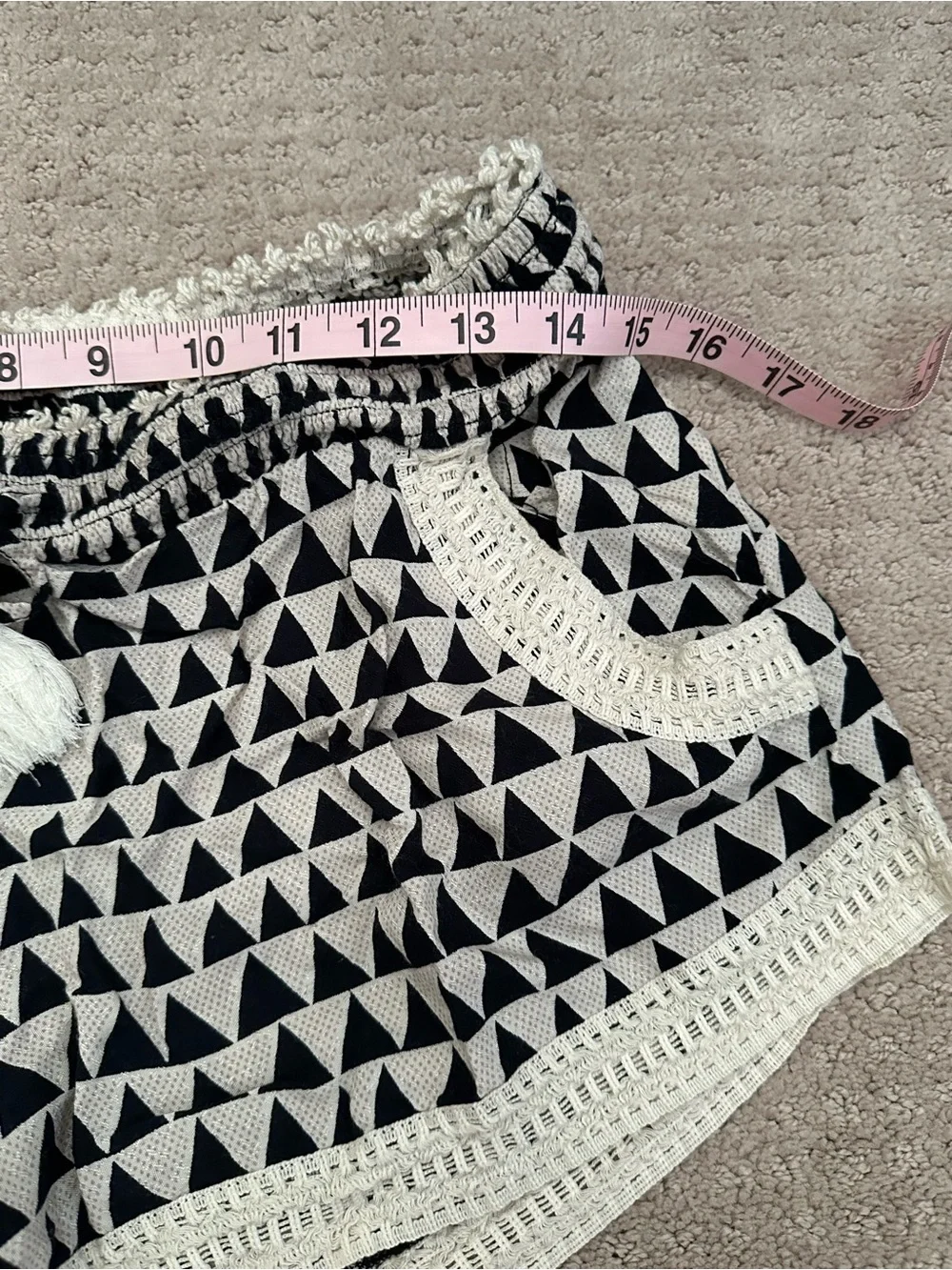 Rip Curl Black & White Geometric Tassel Shorts